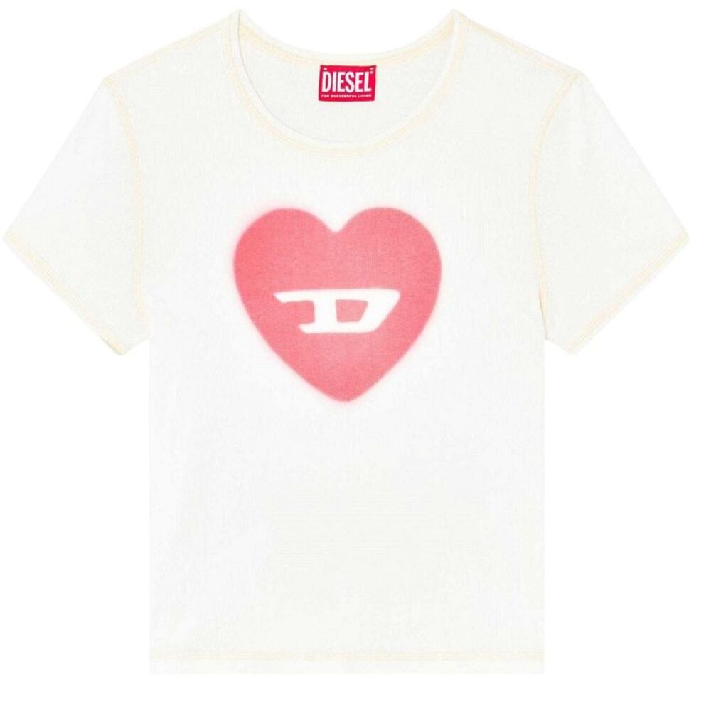 Diesel Womens/Ladies Heart Logo T-Shirt / White